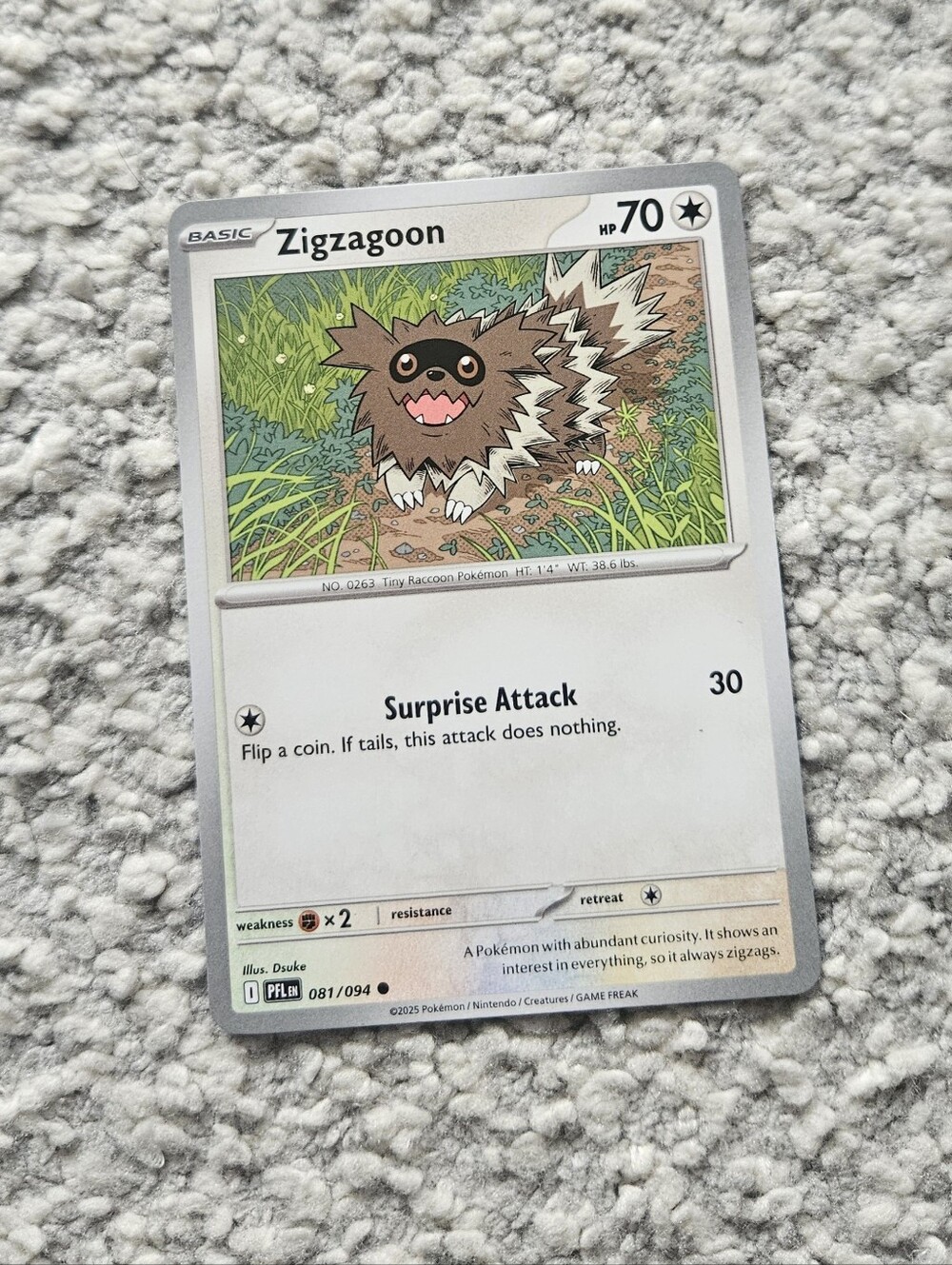 POKEMON TCG Card Zigzagoon Phantasmal Flames 081/094